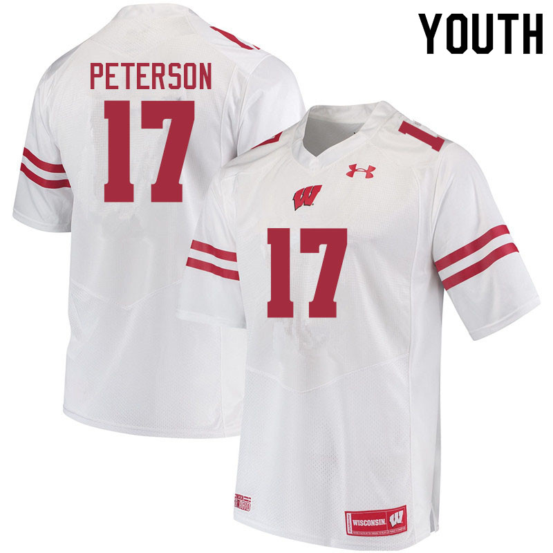 Youth #17 Darryl Peterson Wisconsin Badgers College Football Jerseys Sale-White - Click Image to Close